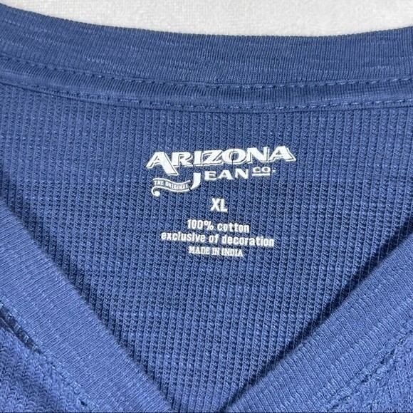 Arizona Jean Co Mens Long Sleeve Pullover Shirt XL Oversize Blue Stripe - Picture 4 of 6